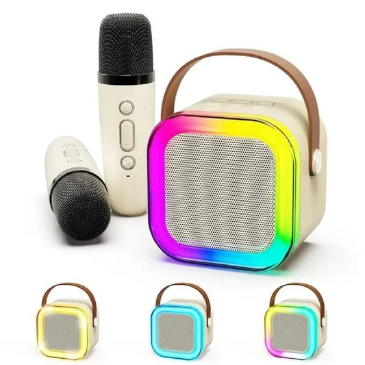 MINI PARLANTE   KARAOKE CON 2 MICROFONOS DE REGALO