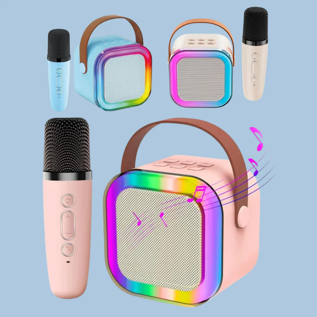 MINI PARLANTE   KARAOKE CON 2 MICROFONOS DE REGALO